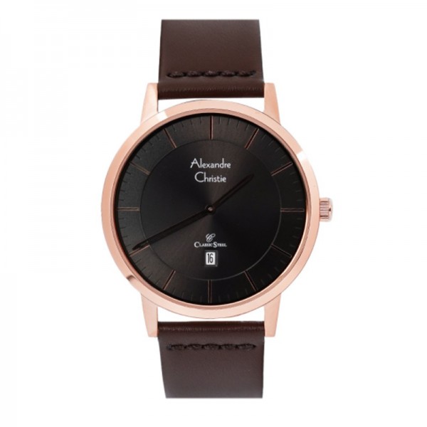 Alexandre Christie AC 8639 Rosegold Black Brown Man MDLRGBA